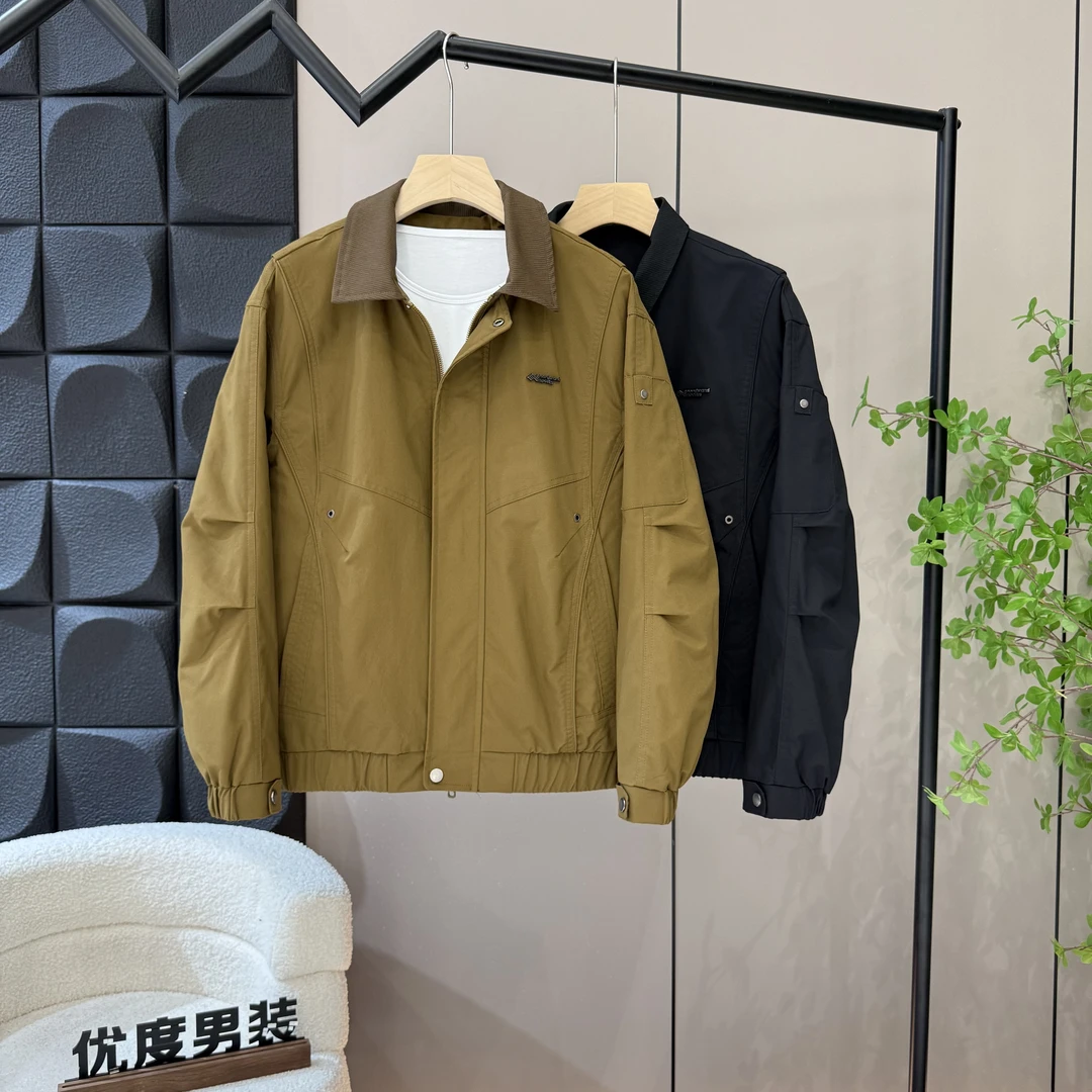 男士翻领男上衣拉链韩版休闲春秋纯色秋季拼色简约夹克819