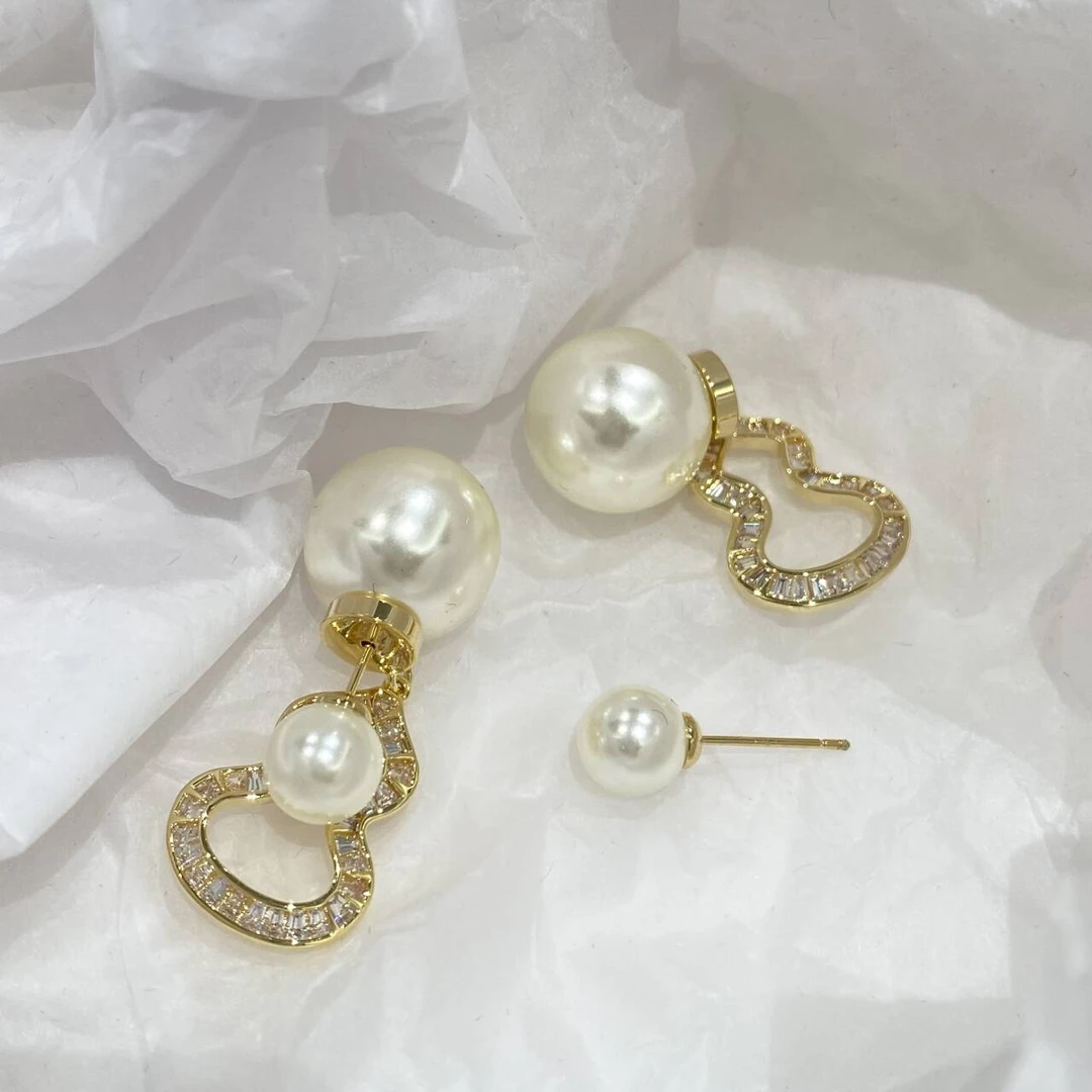 铜合金仿珍珠耳饰 精致葫芦珠珠耳饰 230