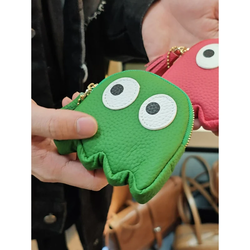 YUSHA/高档竹子绿大眼睛吃豆人零钱包-8032