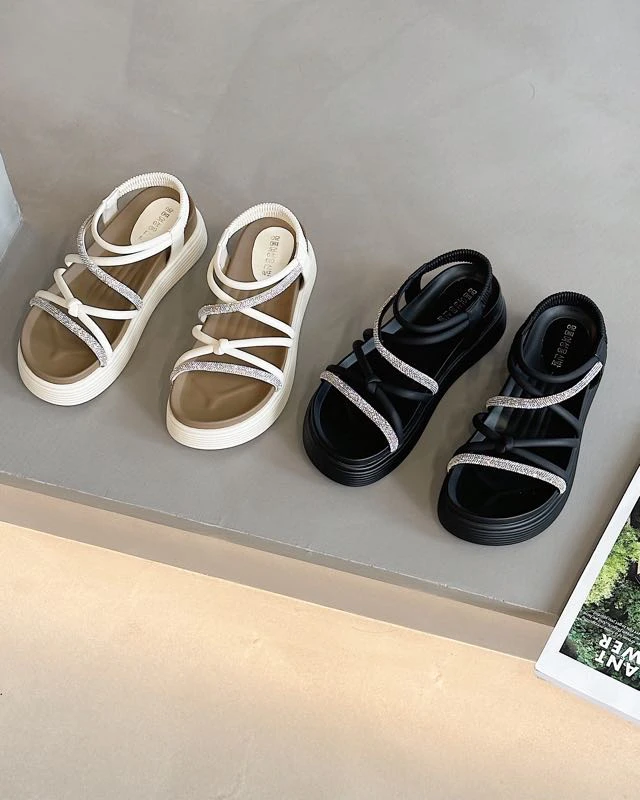 1866-23罗马凉鞋女外穿夏季新款仙女风配裙子厚底度假休闲沙滩鞋