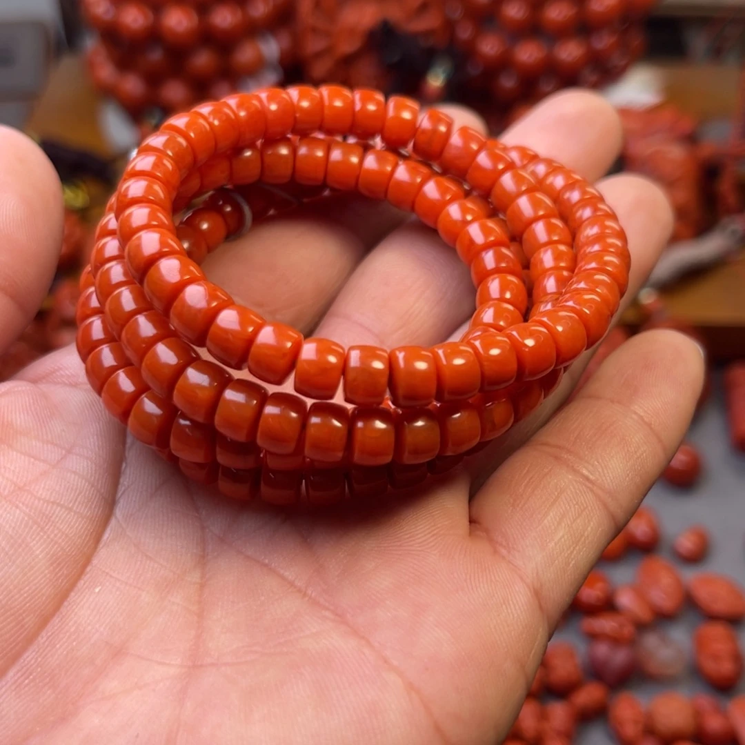 南红玛瑙未镶嵌川料精工直切多圈卡7➕