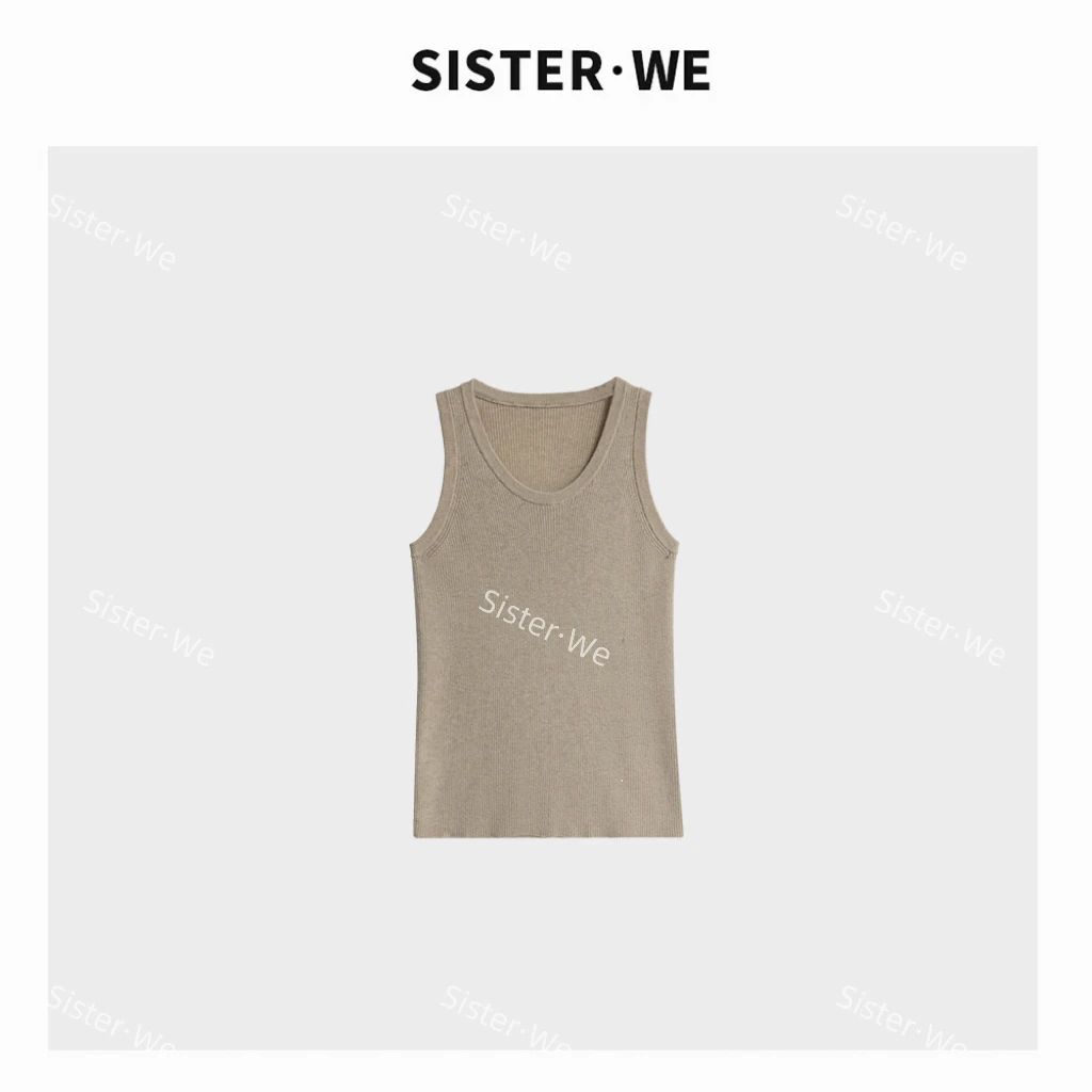薇姐【简白】Sister·We时尚U领百搭工字背心  6179