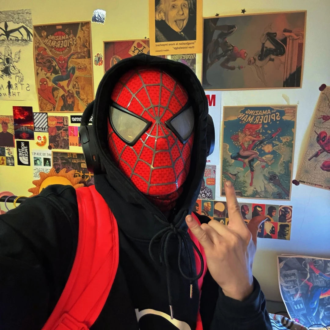 初代蜘蛛侠头套托比马奎尔面具电影还原手工制作丝条永不脱落