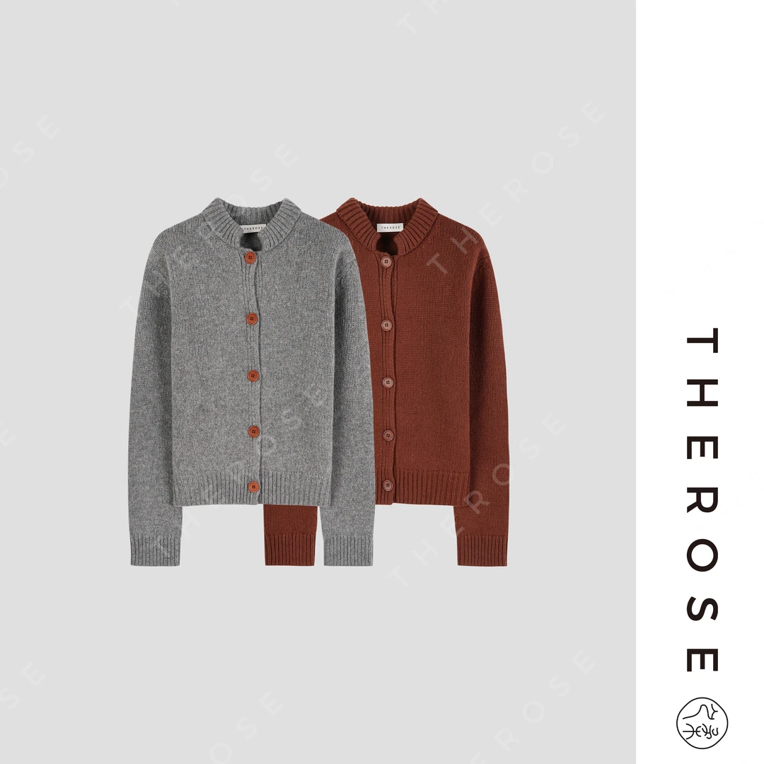 之柔【梧桐大道】复古老钱初剪羊毛柔软针织长袖立体双层立领上衣女