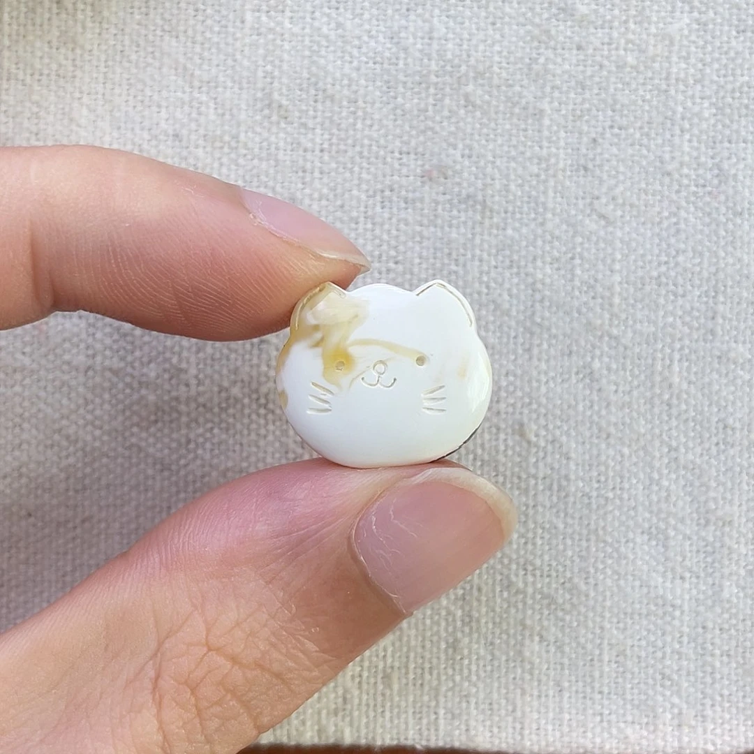 琥珀未镶嵌珠宝奇石瓷白猫咪
