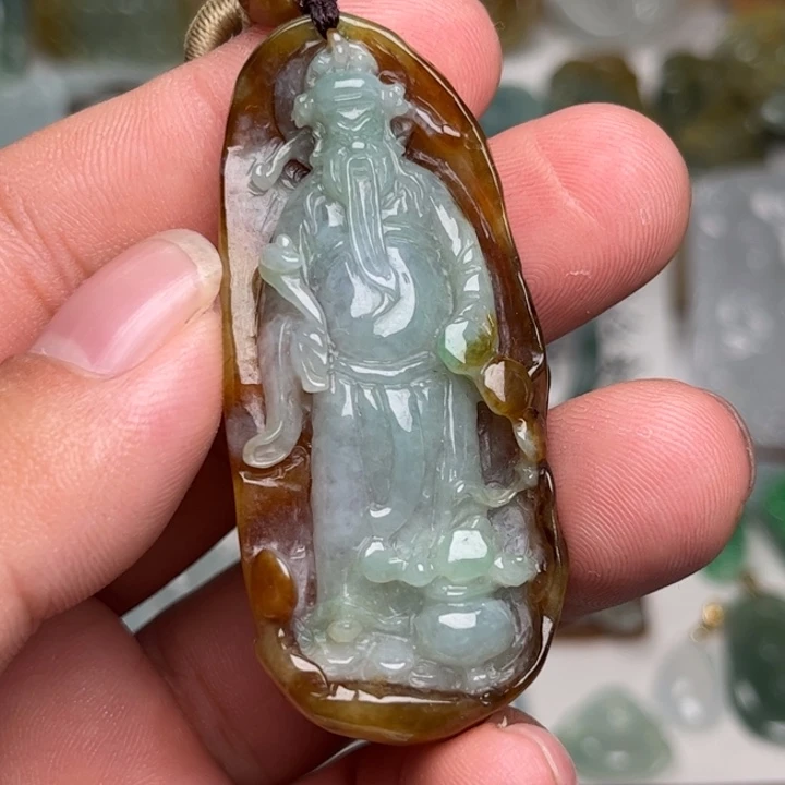 翡翠未镶嵌颈饰财神