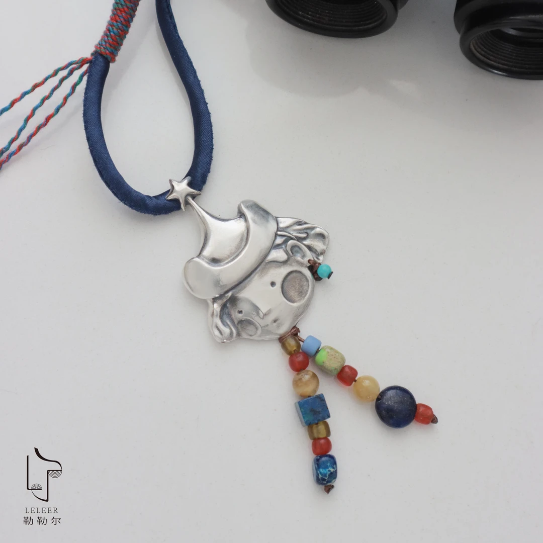 坠链均925银 勒勒尔叮当小扣盘扣项链吊坠简约小众设计感男孩