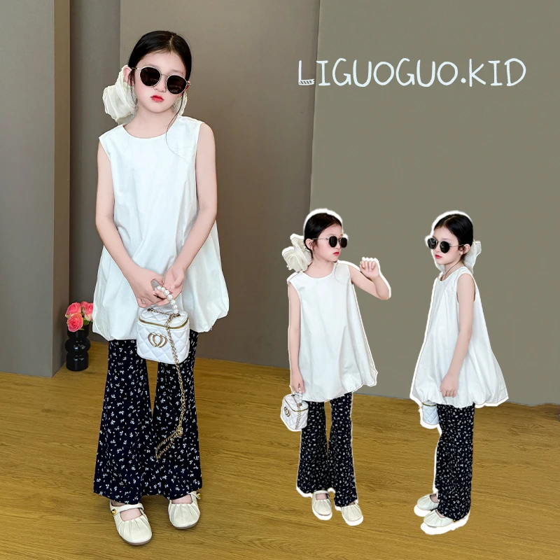 女童夏季2025新款女宝宝洋气公主花苞裙时髦碎花休闲裤薄款套装潮