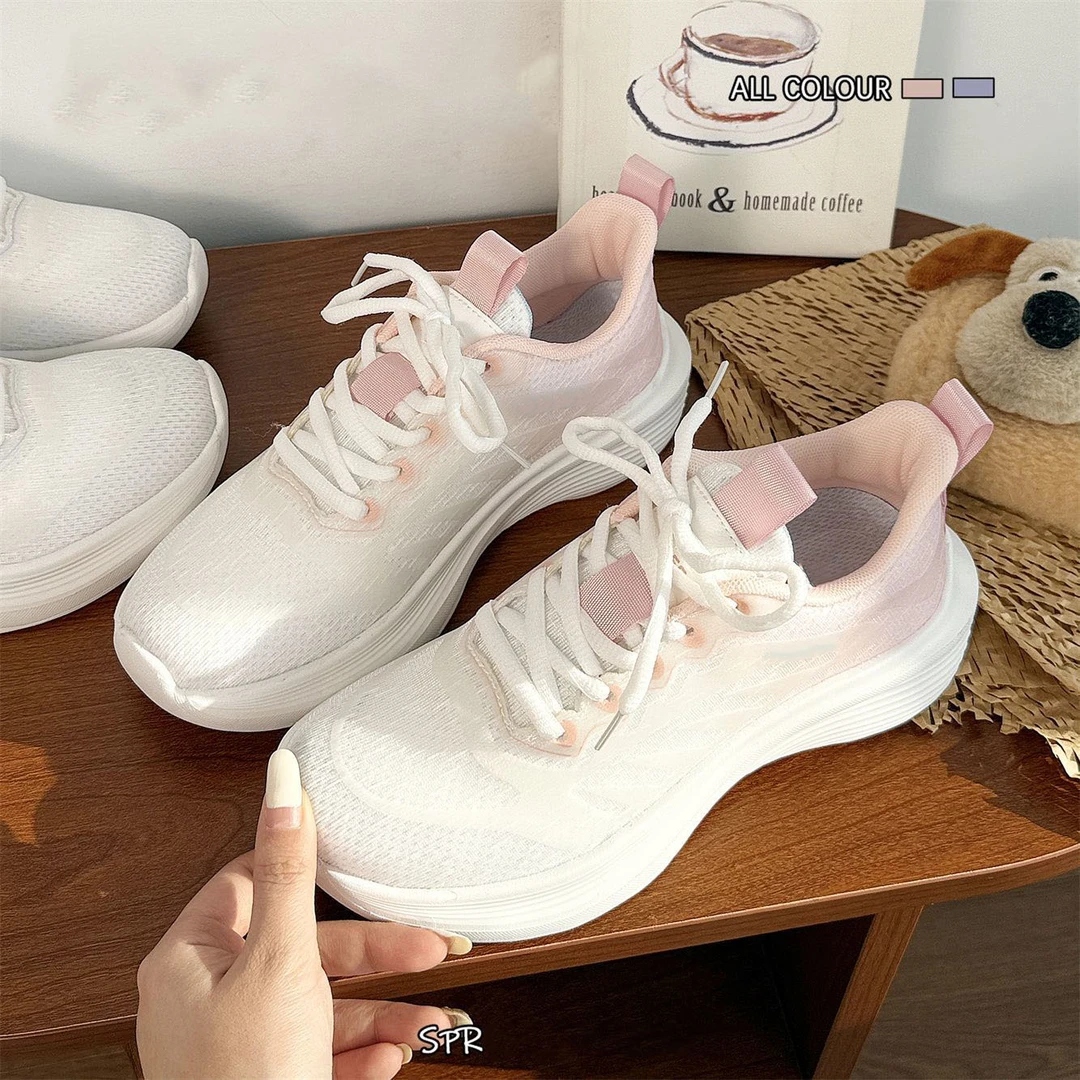 2025春季透气时尚休闲鞋休闲软底鞋飞织百搭运动鞋跑步网面潮鞋女