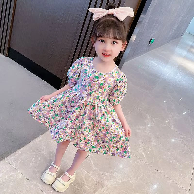 女童连衣裙夏季新款2025碎花洋气宝宝儿童裙子夏装公主裙印花裙子