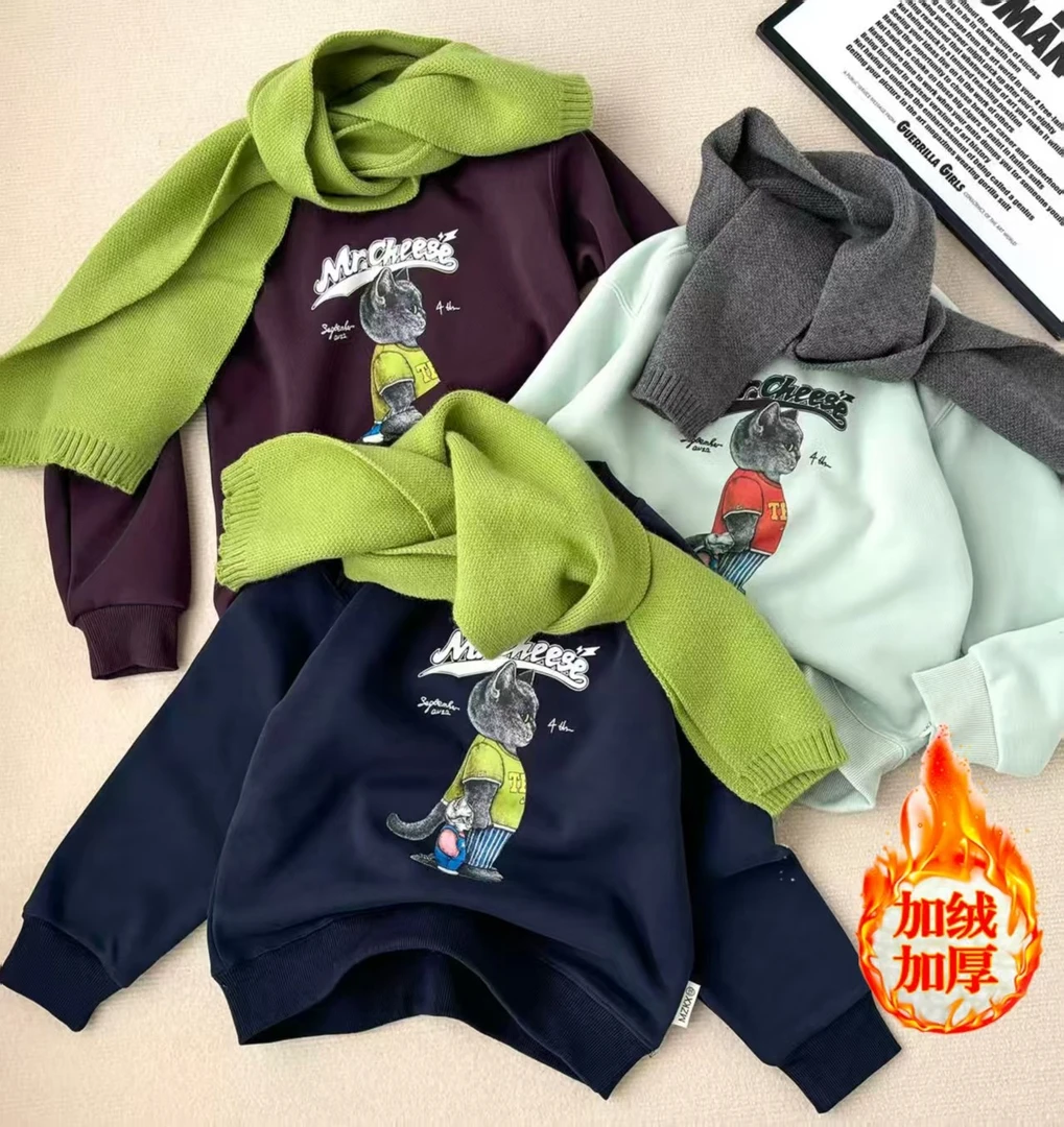 加绒加厚男女宝亲子款（配带纯毛线编织围脖）