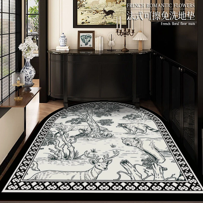 法式复古入户门垫高端可擦免洗皮革材质耐脏防滑可裁剪地毯家用