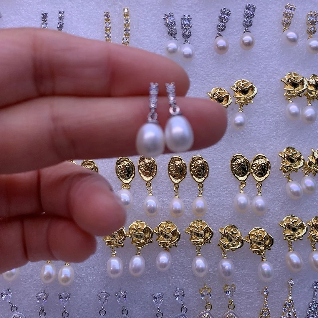 淡水珍珠耳饰合金