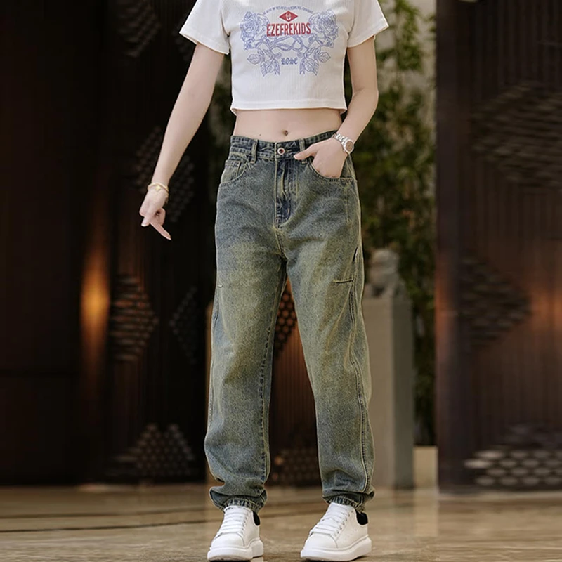 男士牛仔裤秋季新款微宽松直筒长裤显瘦美式休闲质感无弹工装风