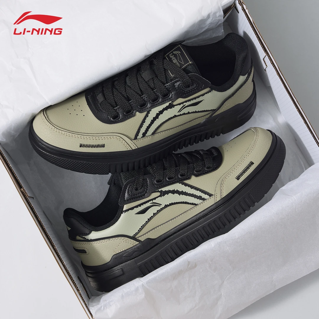 李宁青云男鞋板鞋2025夏季新品深色复古板鞋潮流时尚百搭休闲鞋