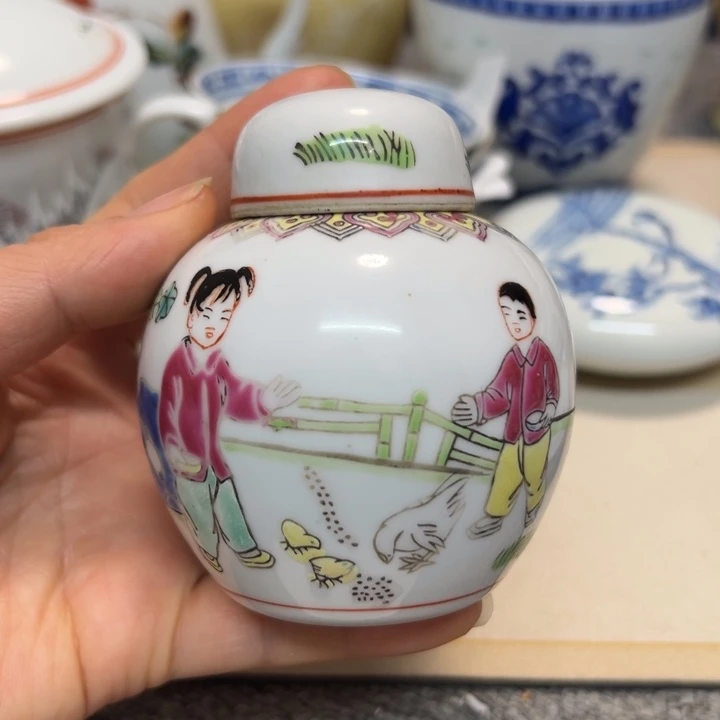 盖罐景德镇陶瓷粉彩盖罐