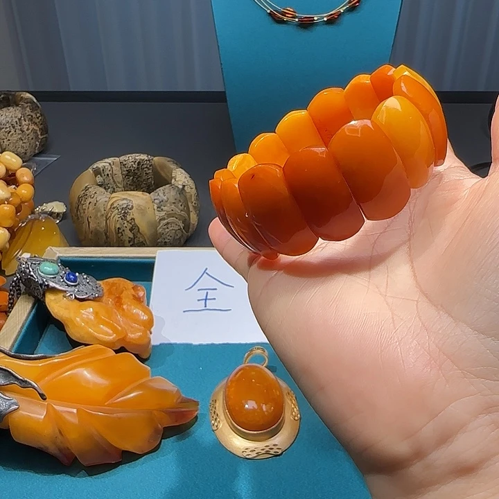 琥珀未镶嵌手链波兰设计款琥珀蜜蜡