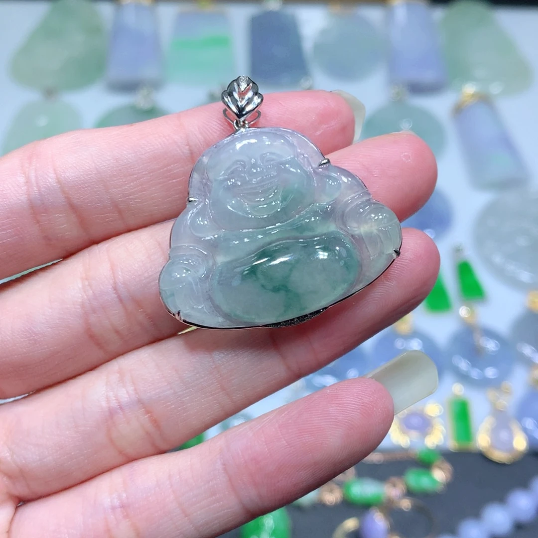 翡翠吊坠(不含链)18K金镶嵌