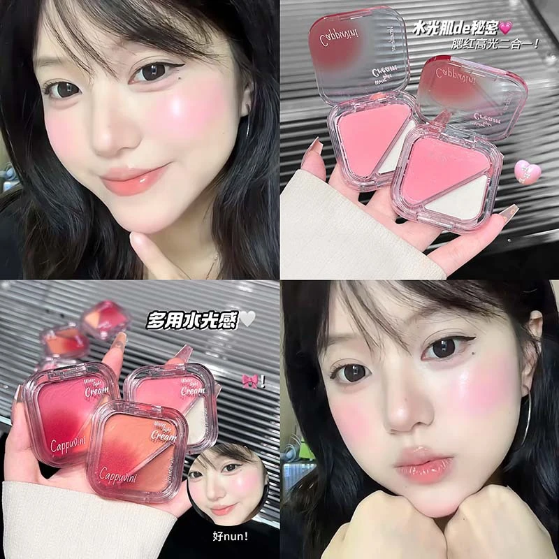 透靓多用水光膏易上色修容高光双色胭脂腮红细腻显色纯欲提亮肤色