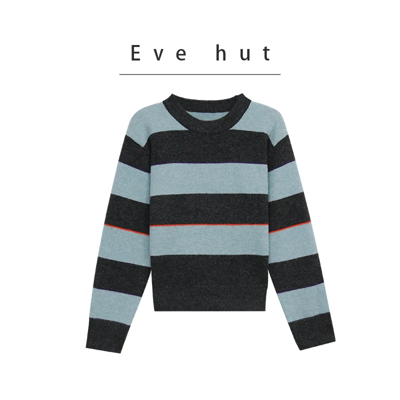 新款高级感撞色圆领通勤毛针织衫EHOMB085