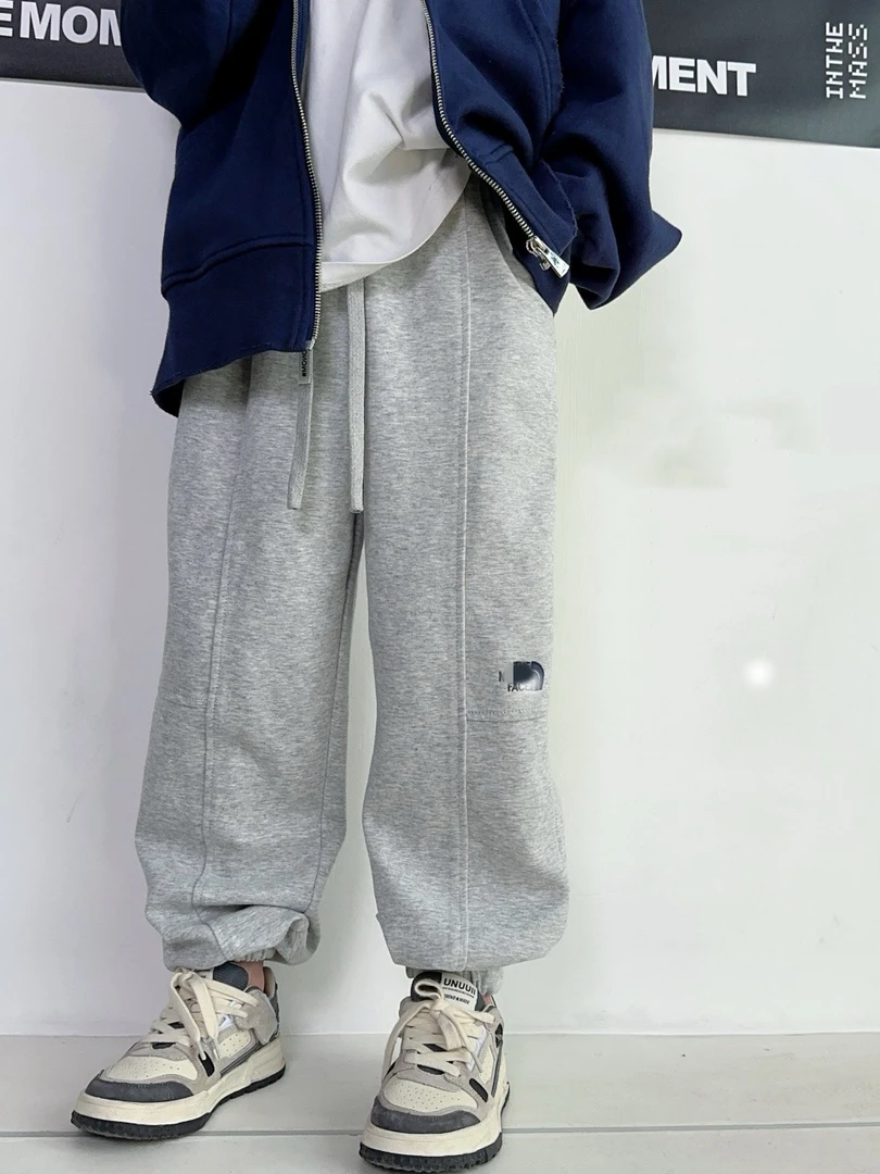 小文童学男童春季针织裤68058 学生中大童卫裤百搭灰色裤子潮童帅