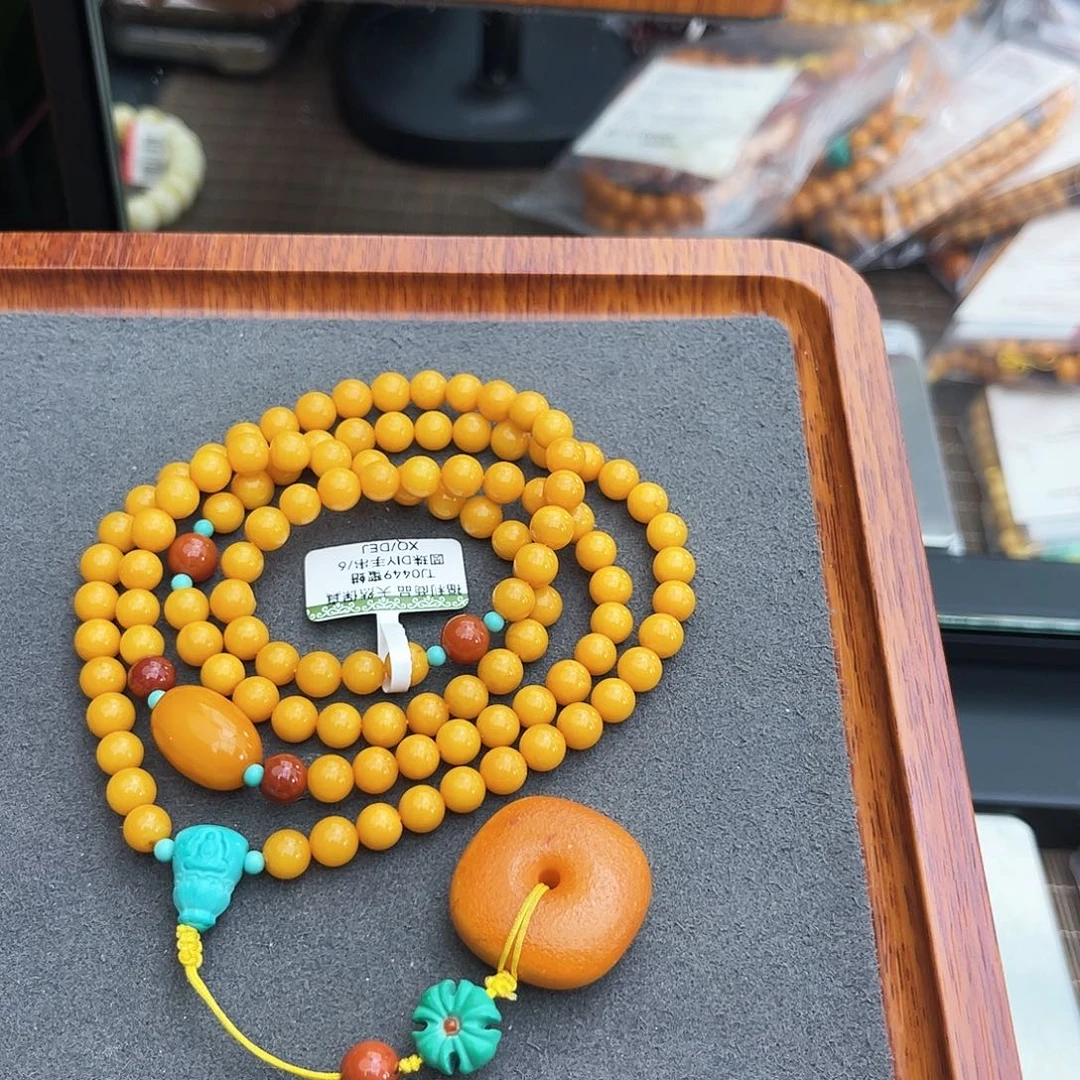 琥珀手链未镶嵌6m108 鸡油黄