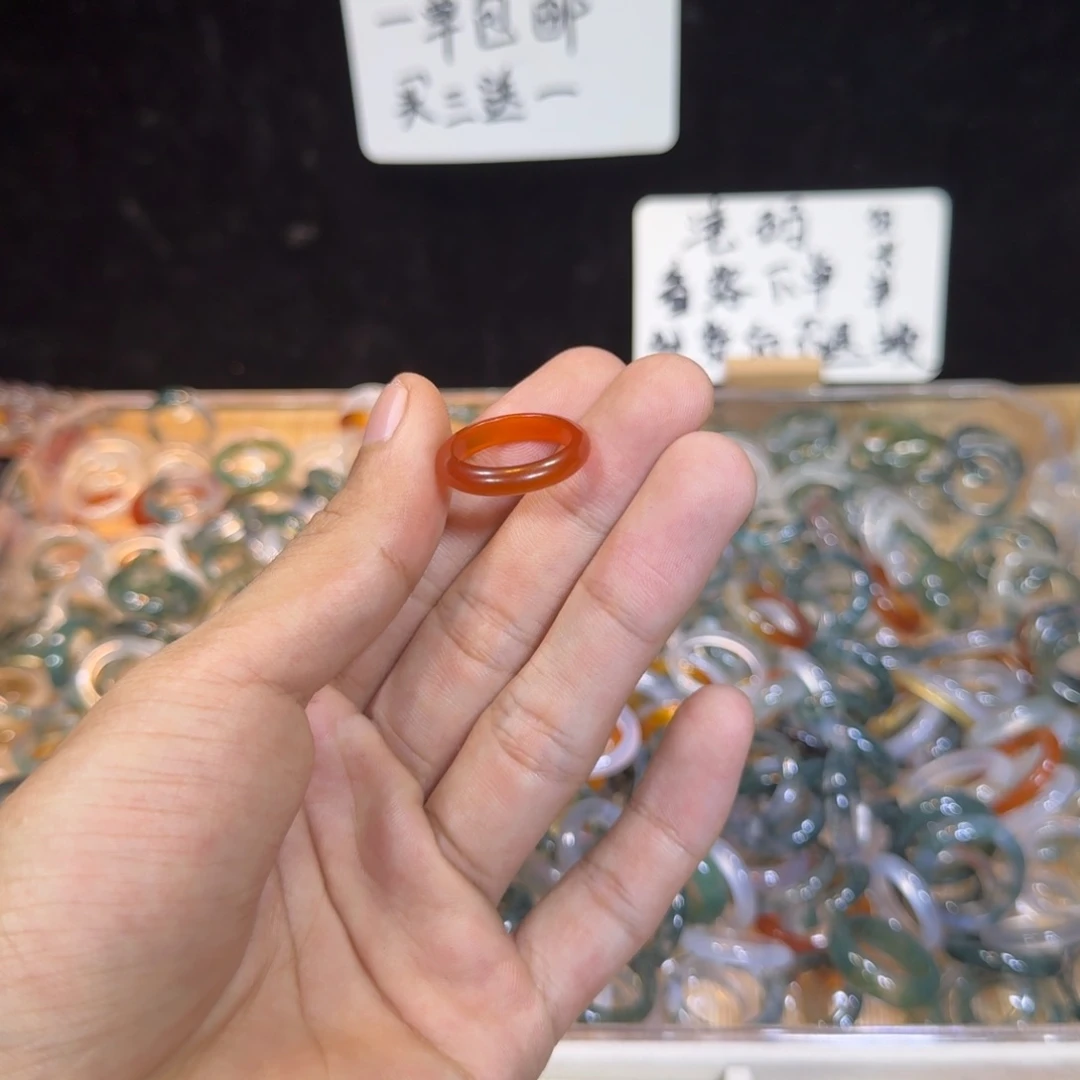玛瑙/玉髓戒指未镶嵌112号13 圈有瑕疵看好下单