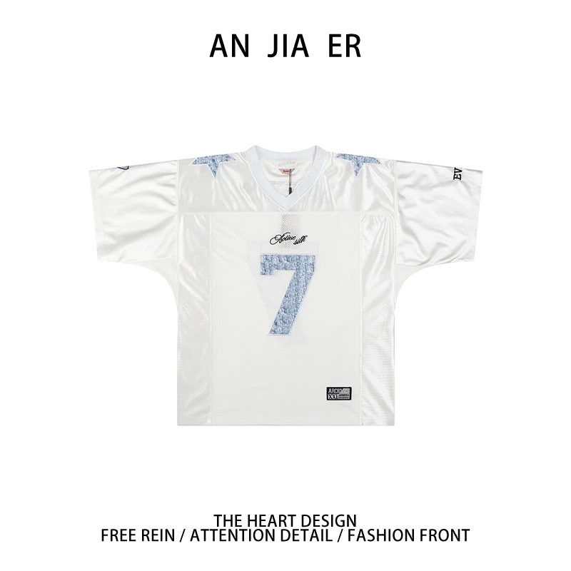 【安嘉儿】足球衣7号短袖网面宽松运动情侣t恤高街跳舞休闲百搭上衣