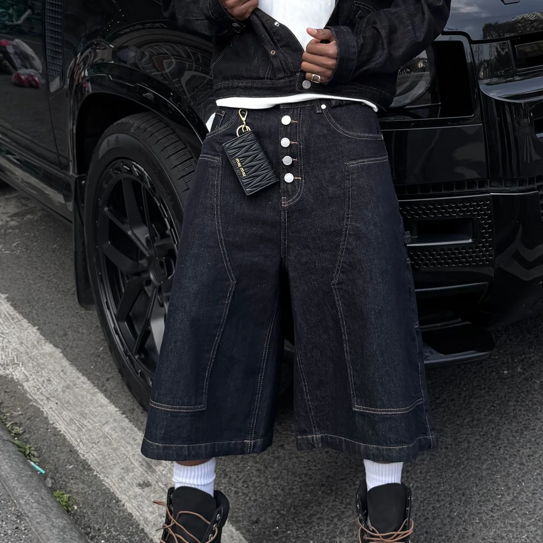 STEEPC 高士线缝制*巴黎扣伐木丹宁原牛 已洗水 工装八分短裤中裤