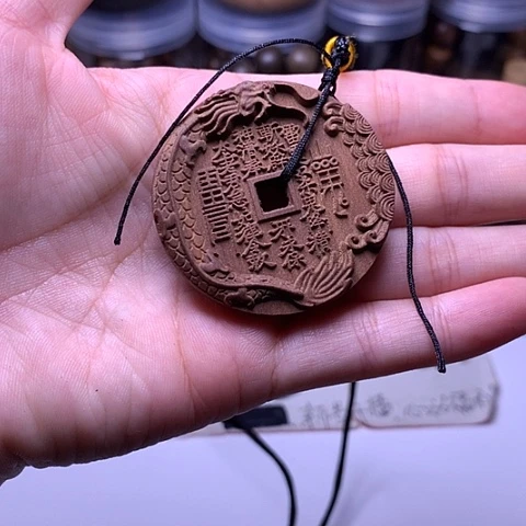 檀香木吊坠老山檀香满工山鬼平安牌