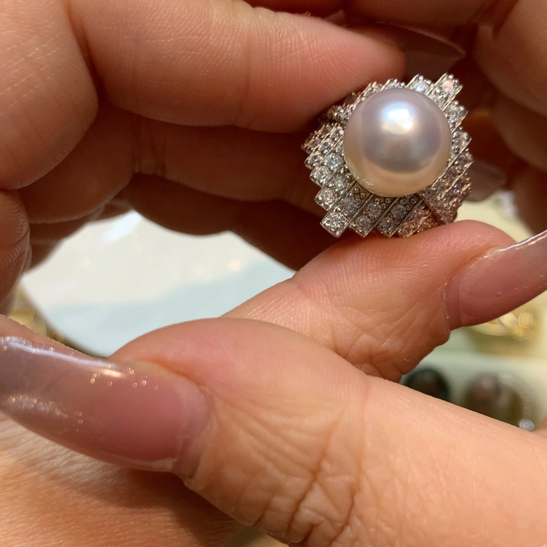海水珍珠戒指银S925镶嵌