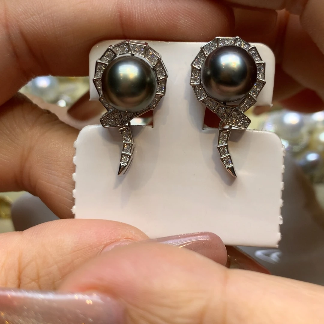 银S925镶嵌耳饰海水珍珠