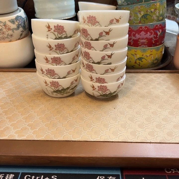 陶瓷单杯微瑕12个荷塘情趣