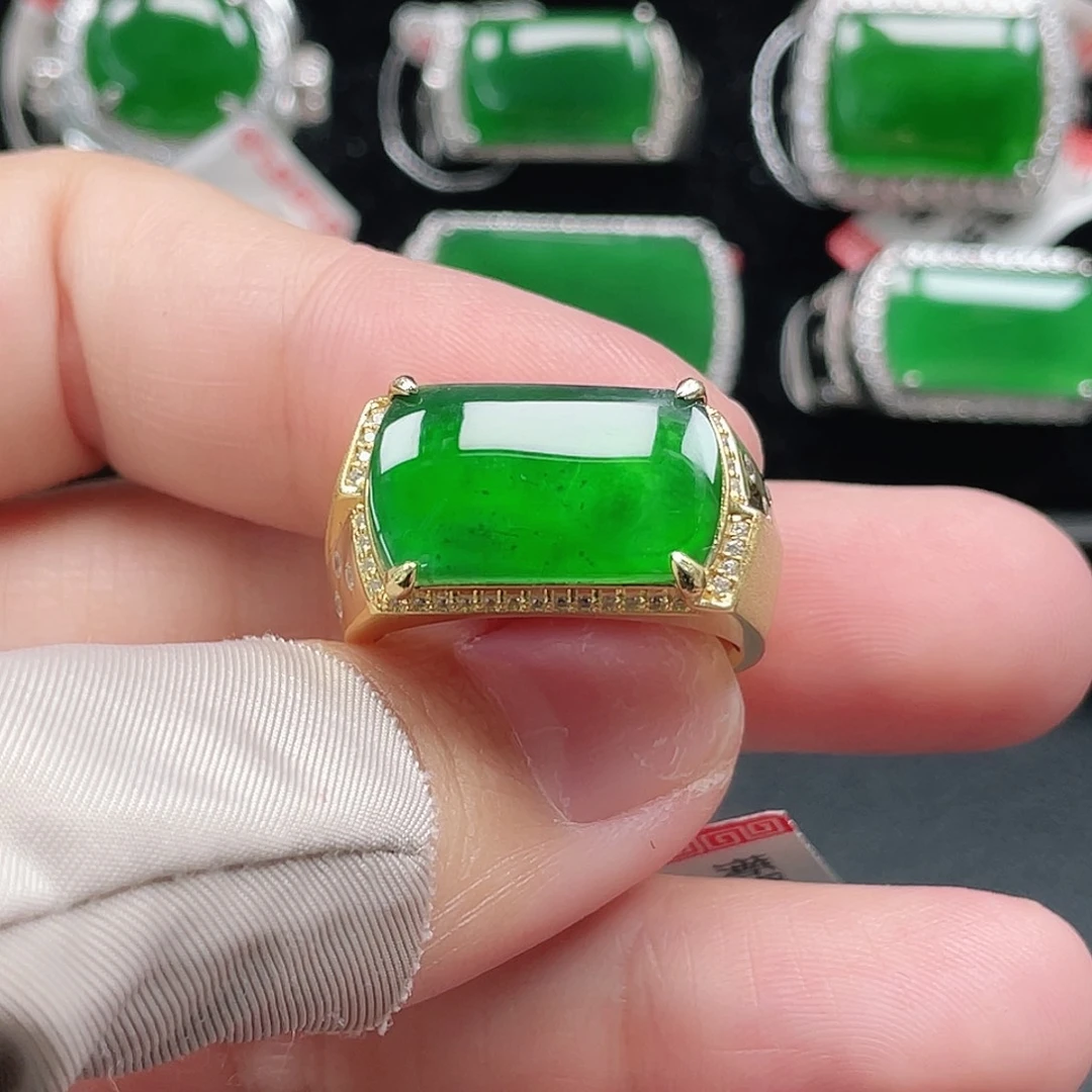 翡翠银S925镶嵌戒指天然A货翡翠没运费险4109