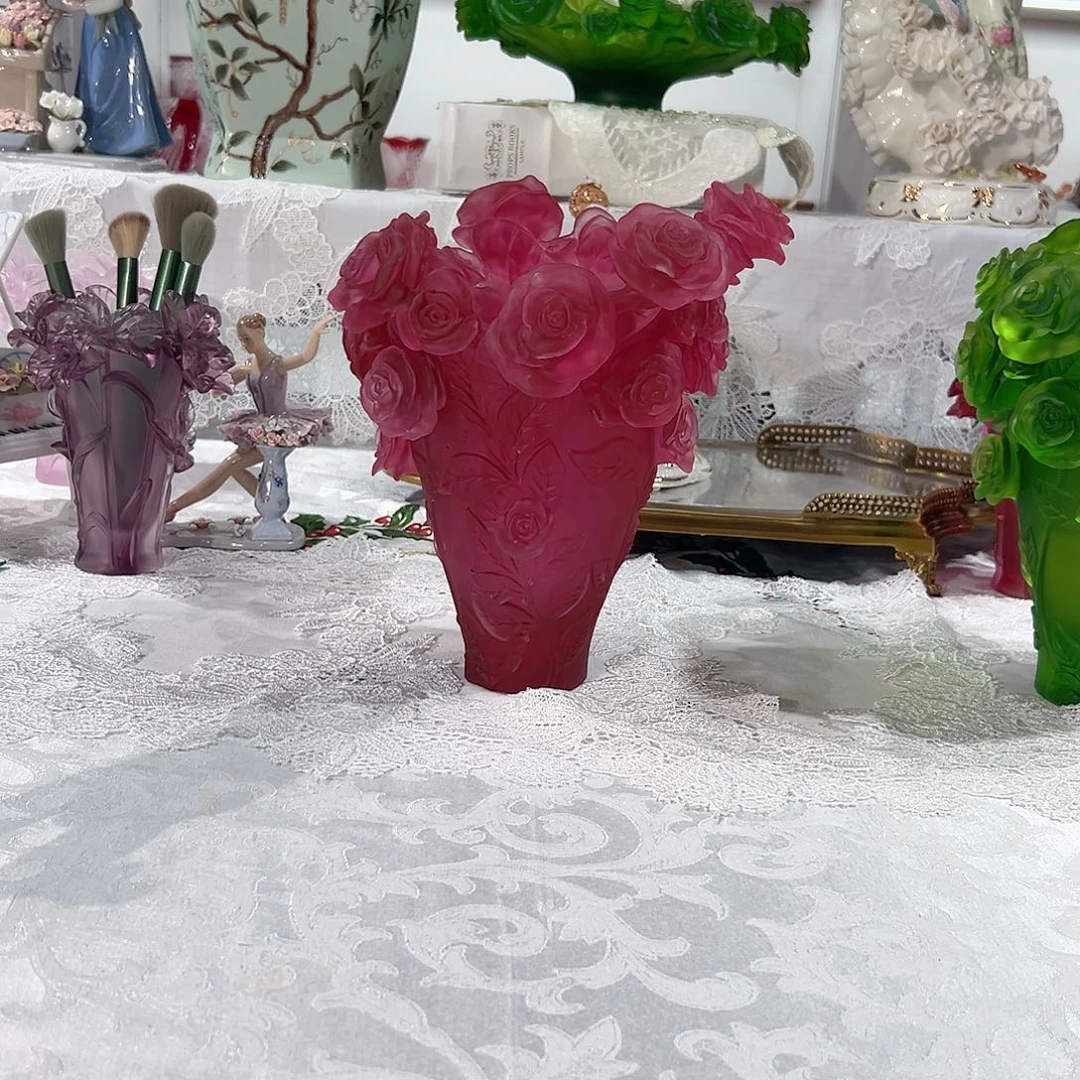 陶瓷经典金红玫瑰花瓶