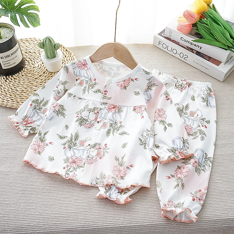 女宝家居服春秋款时髦洋气套装女宝穿搭2025新款女宝纯棉分体套装