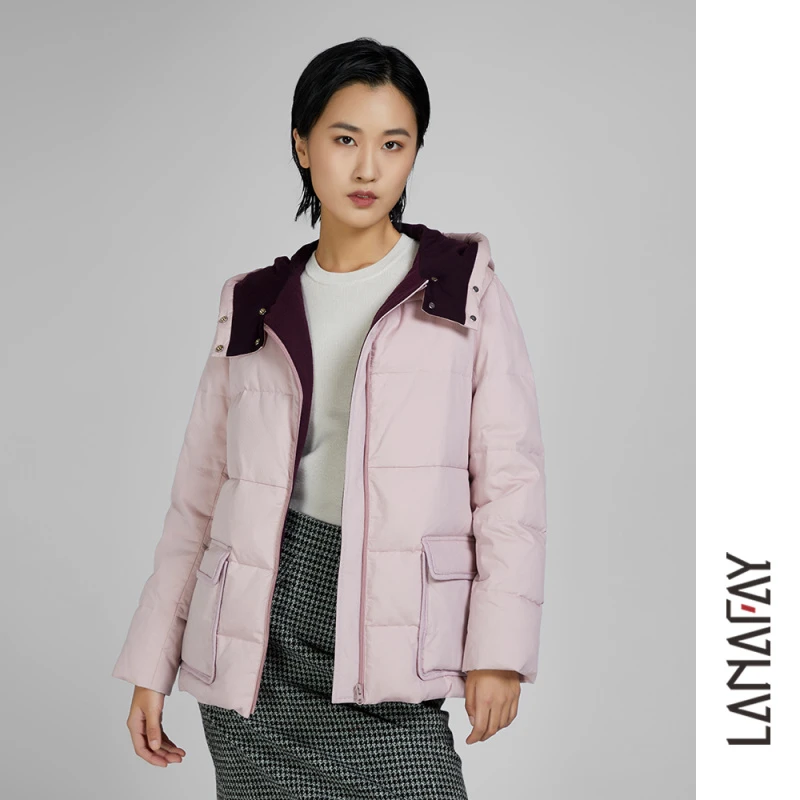 啦娜菲LANAFAY冬烟粉色短款羽绒服0D901