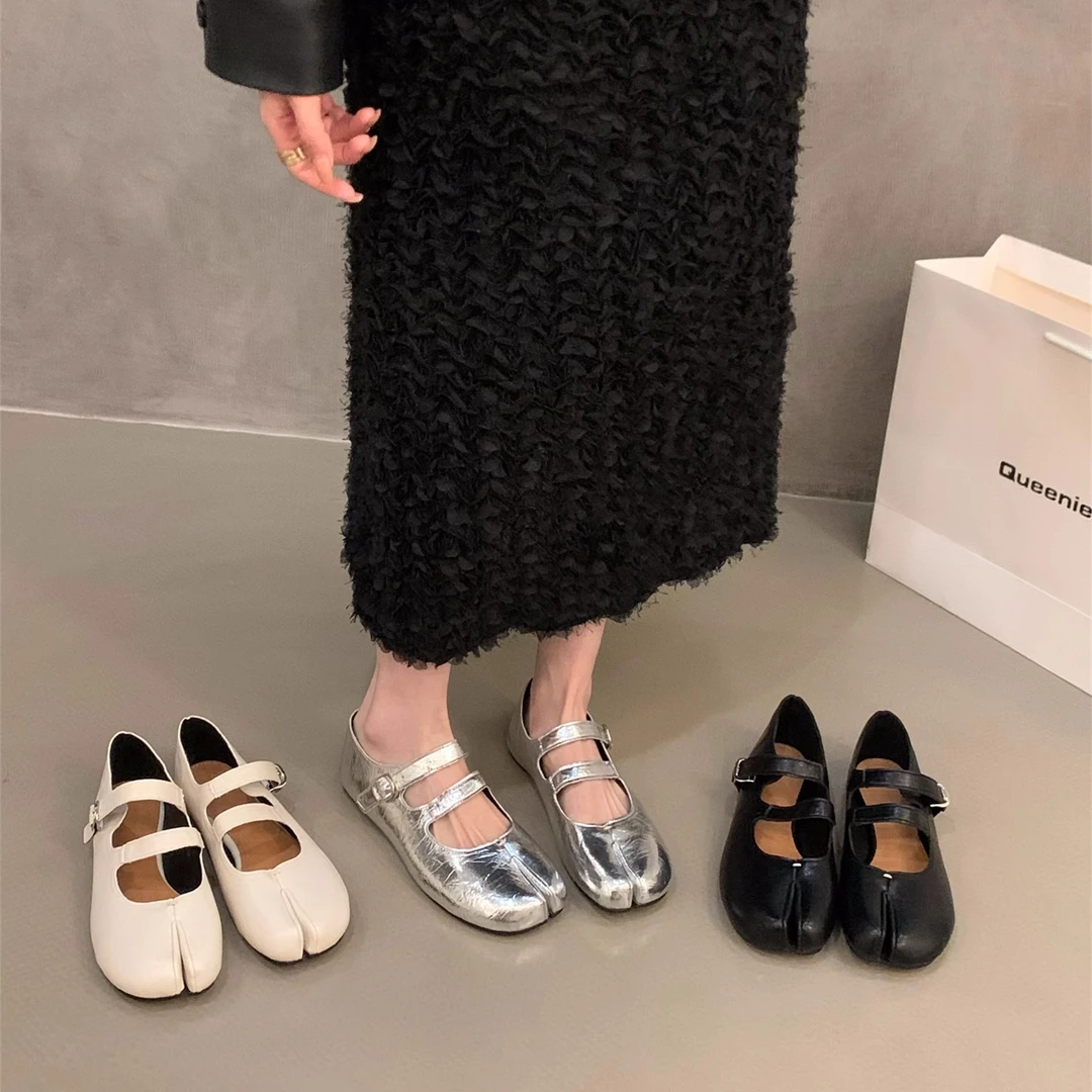 平底分趾猪蹄鞋玛丽珍单鞋女鞋子春秋2025新款夏季浅口马蹄猪脚鞋