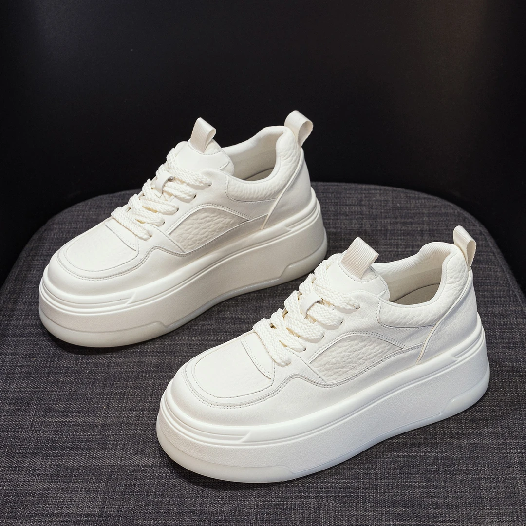 软底小白鞋女2025秋冬新款真皮透气轻便小码松糕厚底鞋运动休闲鞋