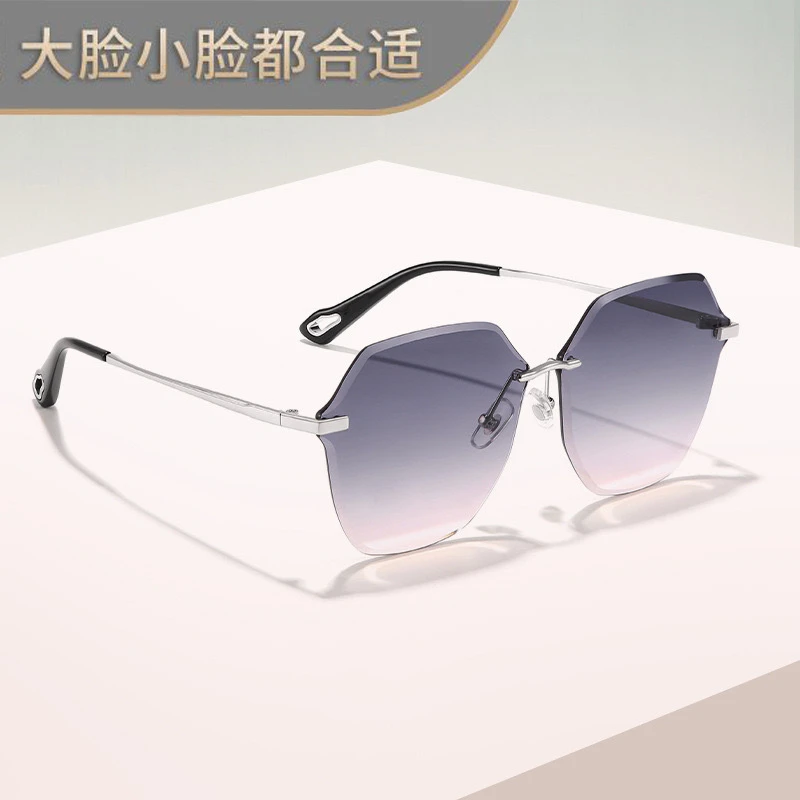 MXYA美西亚复古太阳镜女无边框多边时尚眼镜舒适旅游百搭无框大框
