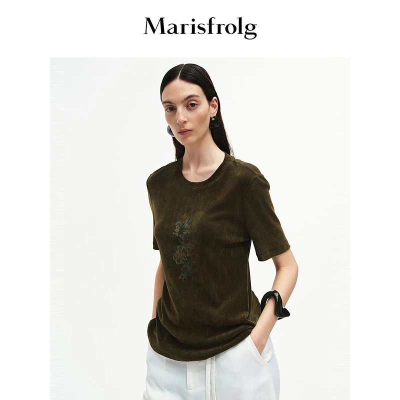 Marisfrolg玛丝菲尔25休闲宽松圆领时尚提花T恤A1FZ33307