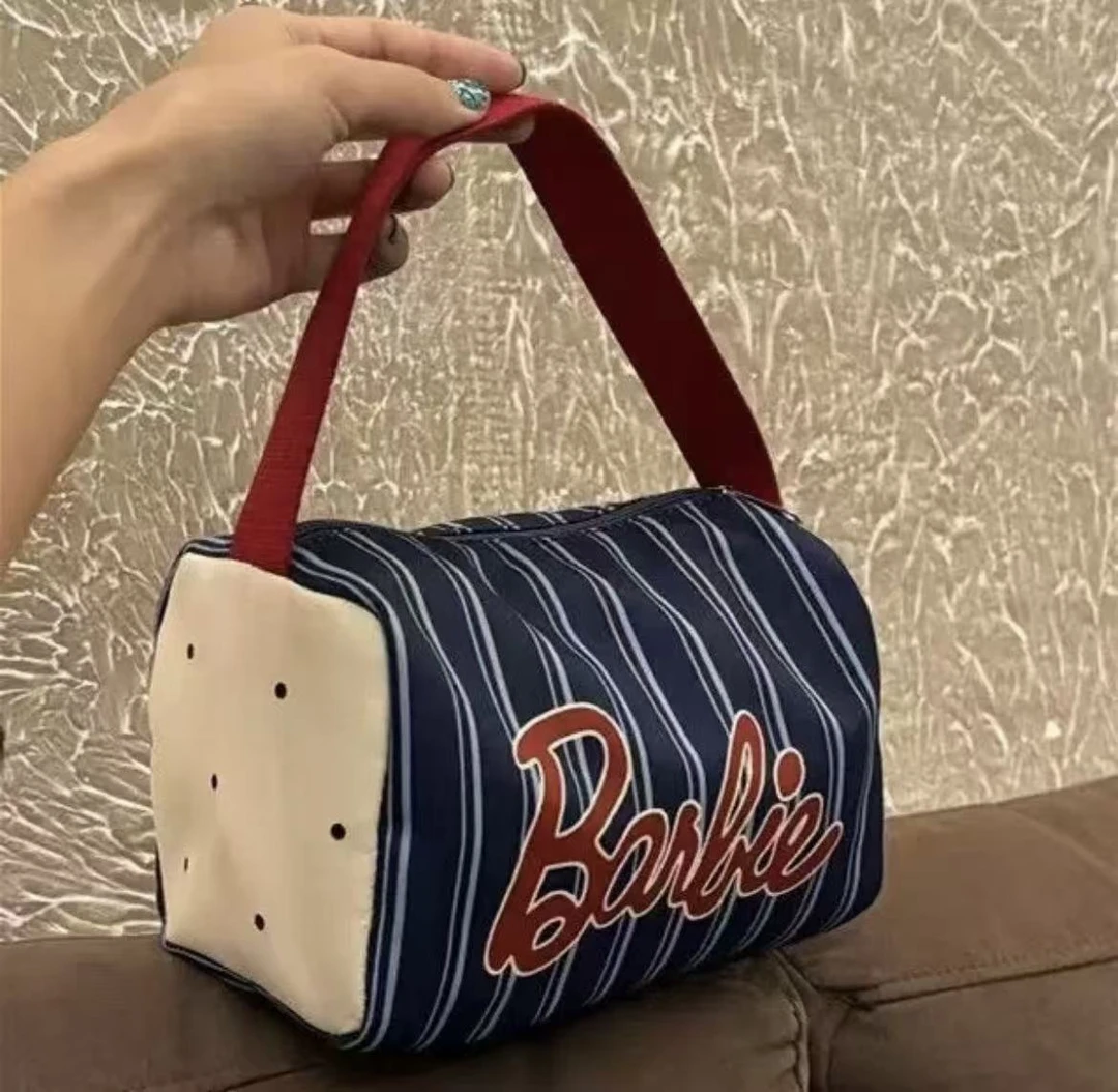 小清新简约风防尘字母通勤化妆包撞色男士布包肩包