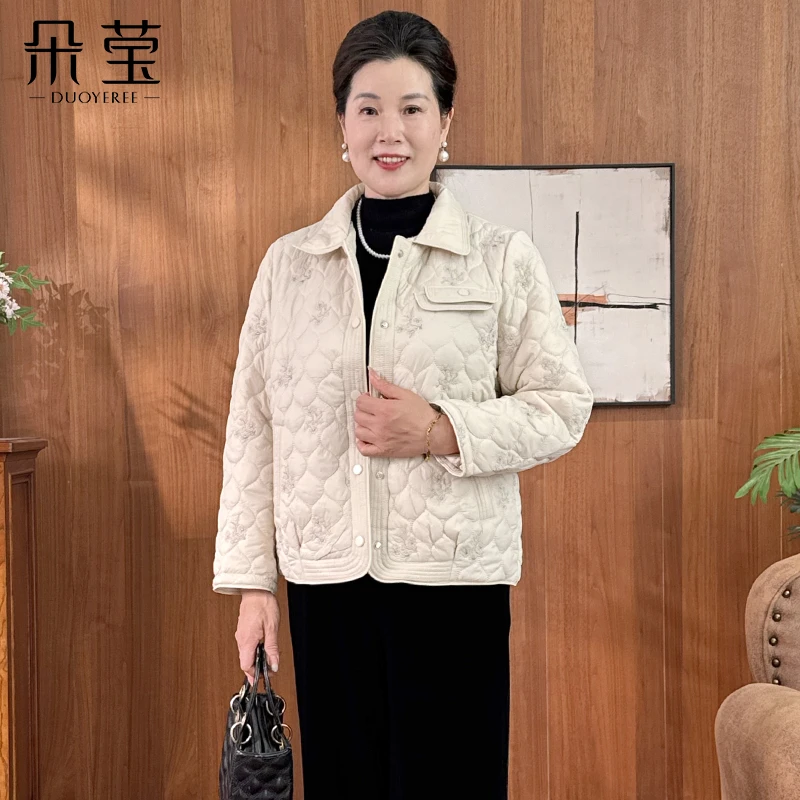 妈妈装短款棉服薄款中老年女装新款秋冬显瘦时尚外套小香风8516