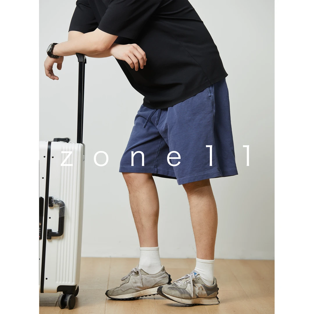 Zone11夏2025「」纯棉水洗运动短裤宽松大码休闲潮流穿搭做旧32021