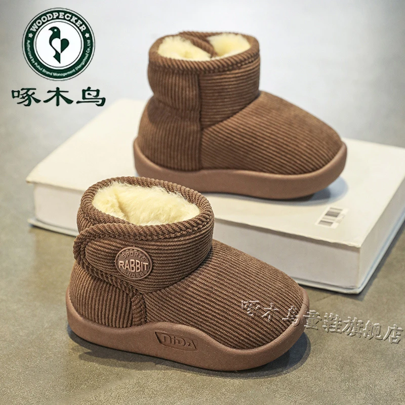 36I°断码冬季新款儿童雪地鞋软底加厚女宝宝学步鞋雪地靴户外棉鞋