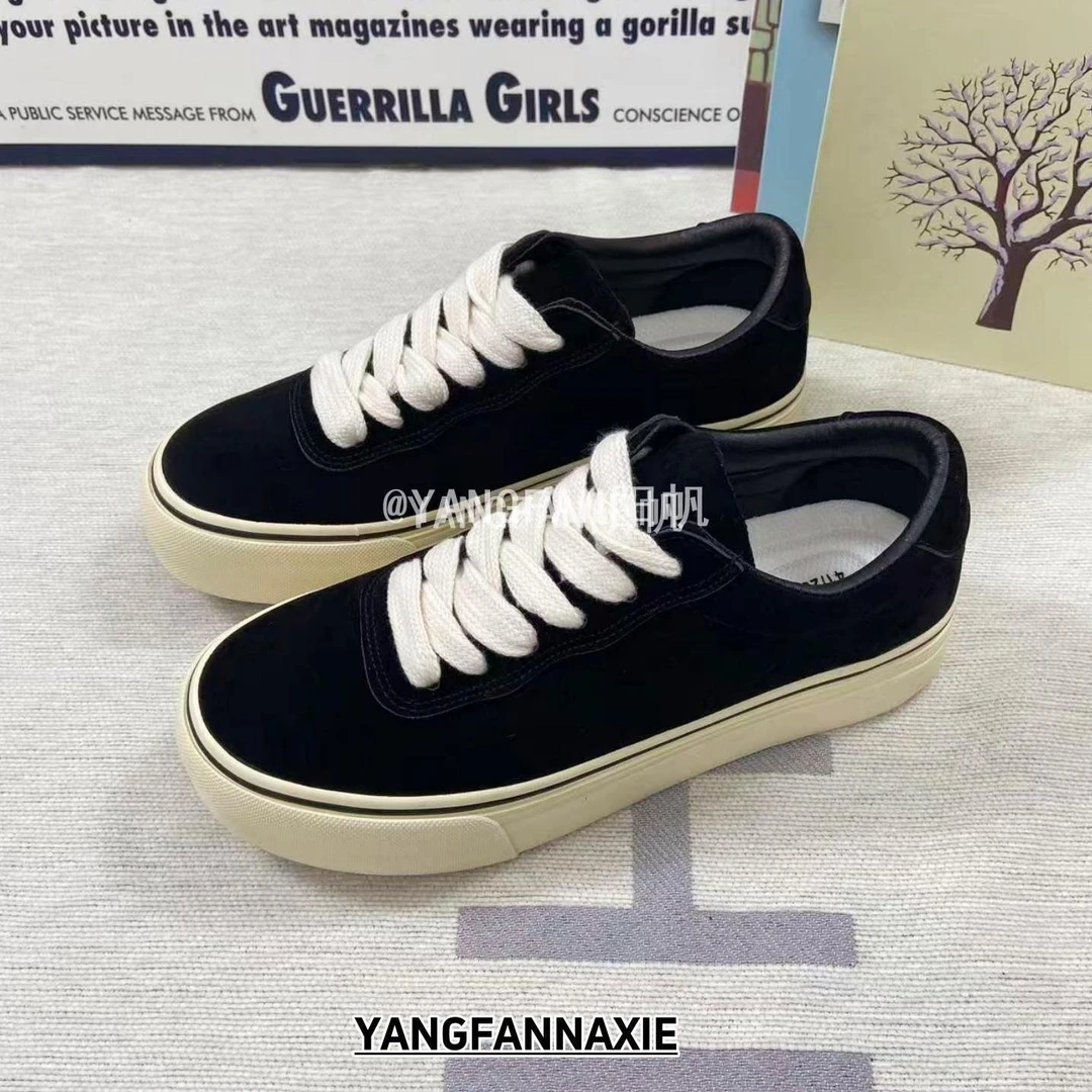 YANGFAN阳帆2025新款时尚百搭板鞋反绒皮面学生百搭厚底休闲鞋潮