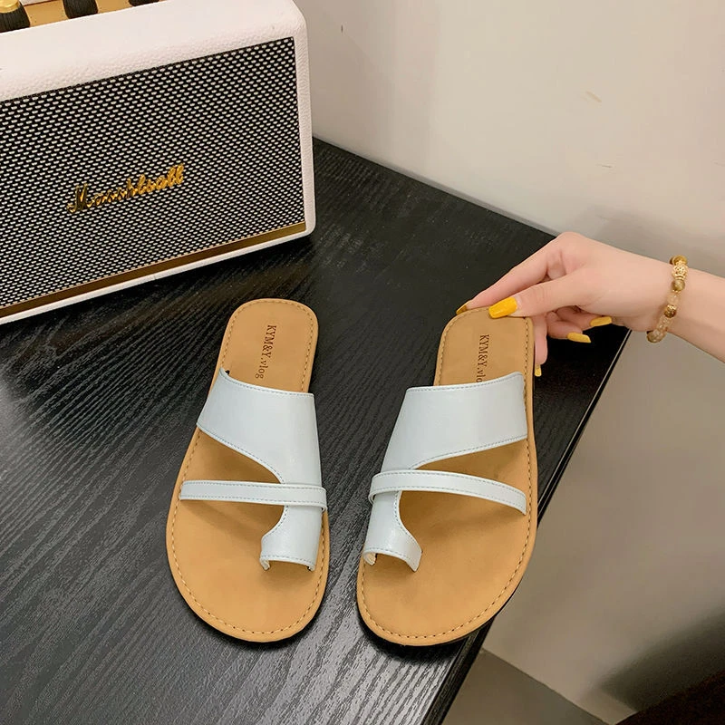 复古套趾平底拖鞋女外穿2025夏季新款配裙子小众软底沙滩凉拖凉鞋