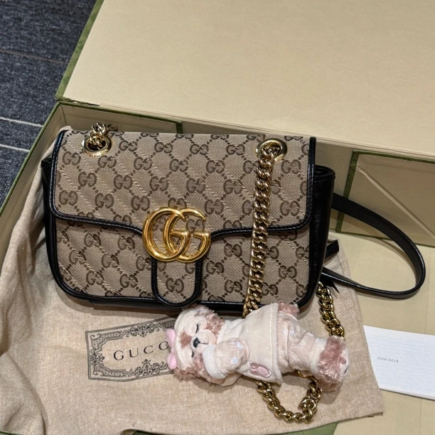 95新 GUCCI/古驰 马蒙marmont22 经典帆布双G老花