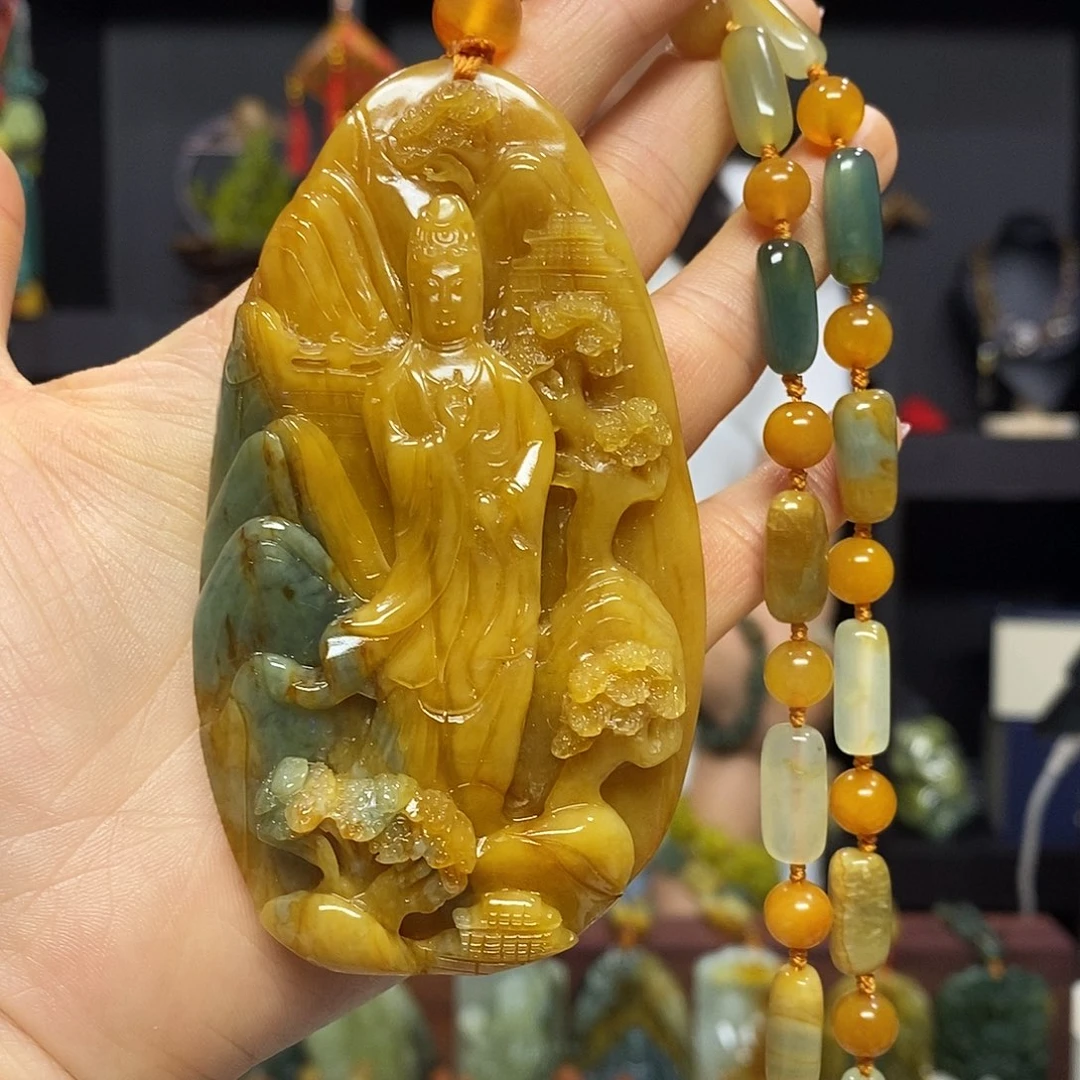 岫玉未镶嵌挂件吊坠