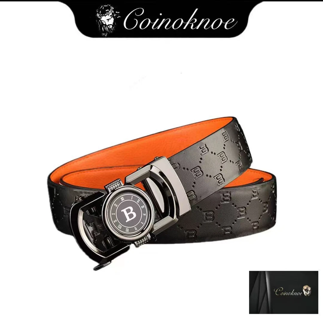 男士皮带自动扣款黑色表盘合金B扣商务百搭皮带HUANANQINGSHE